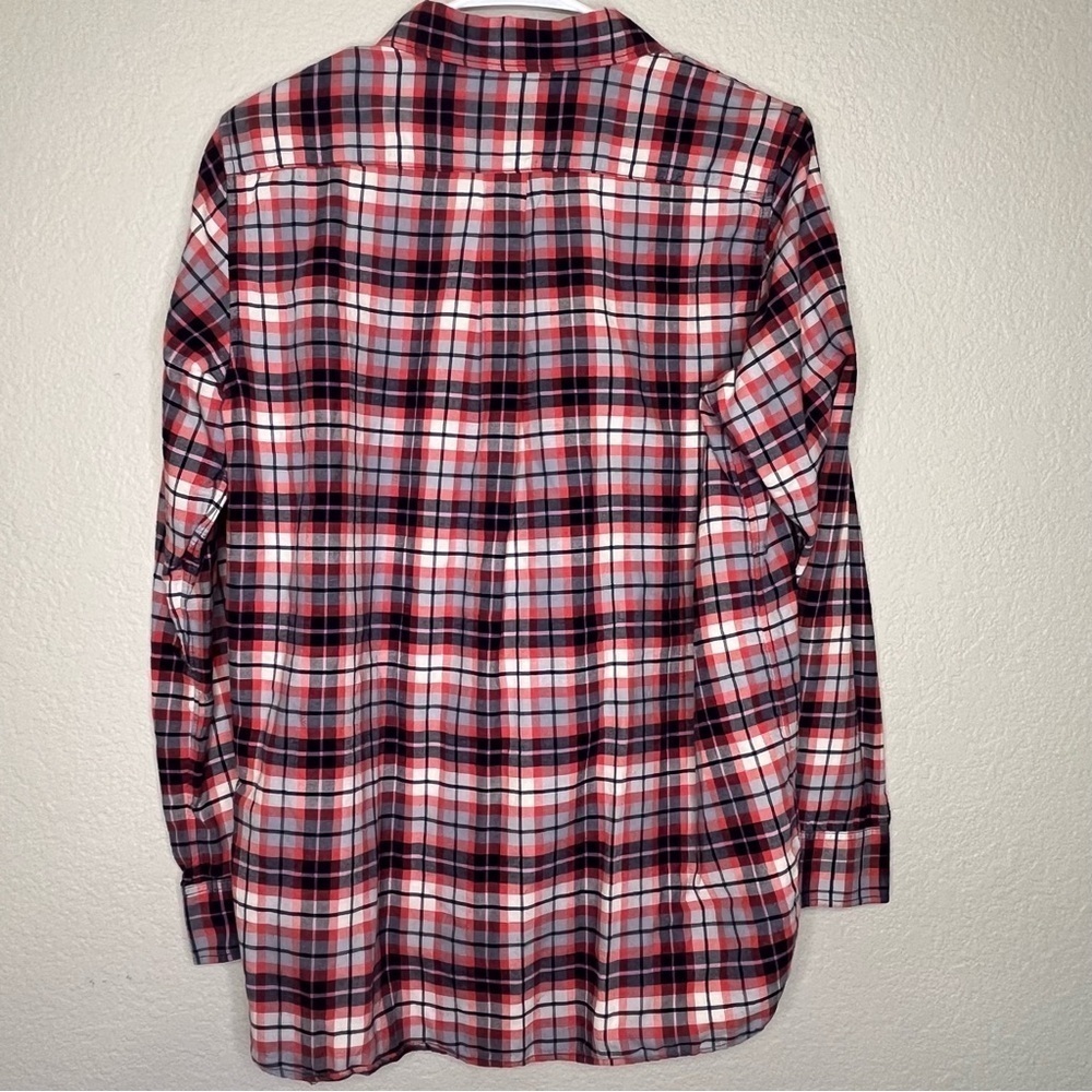 GAP Boyfriend Pink, White and Navy Plaid Button Down Shirt Size Medium - Picture 9 of 12